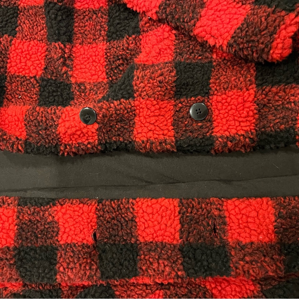 Girls Gap Kids Red Buffalo Check Fleece Jacket Size Xxl (W Med) - Nwot View 4